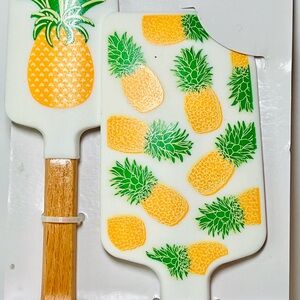 2 Bright Yellow Pineapple Kitchen Spatulas Summer Cooking Tropical Party